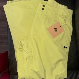 Quiksilver Bright Lime Green Ski Pants size medium